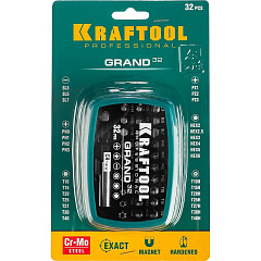 Набор бит Kraftool Grand-32 с магнитным адаптером, Cr-Mo, 26083-H32 (32 предметов)
